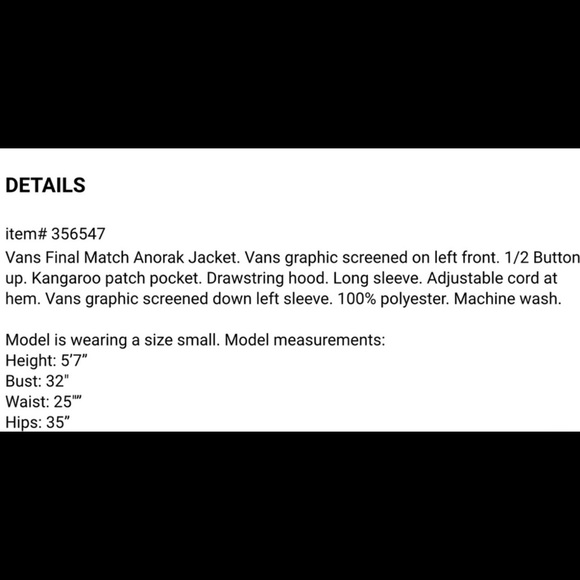 NWT Vans Final Match Anorak Jacket - Picture 6 of 6